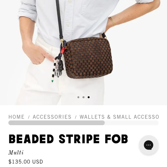 Clare V. Navy and White Beaded Bag Charm - Picture 2 of 3